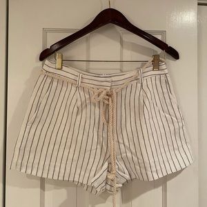 J.crew pinstripe shorts with rope belt